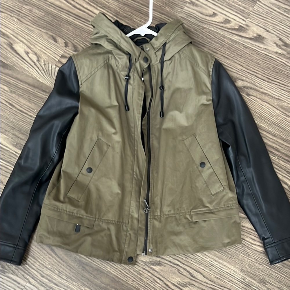 Olive and Black Hooded Jacket